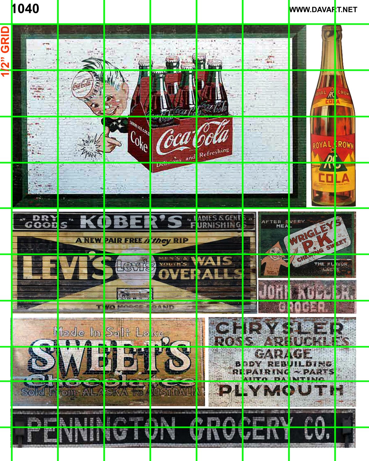 1040 - COKE, RC COLA, SWEETS, LEVI'S GROCERY SIGNAGE