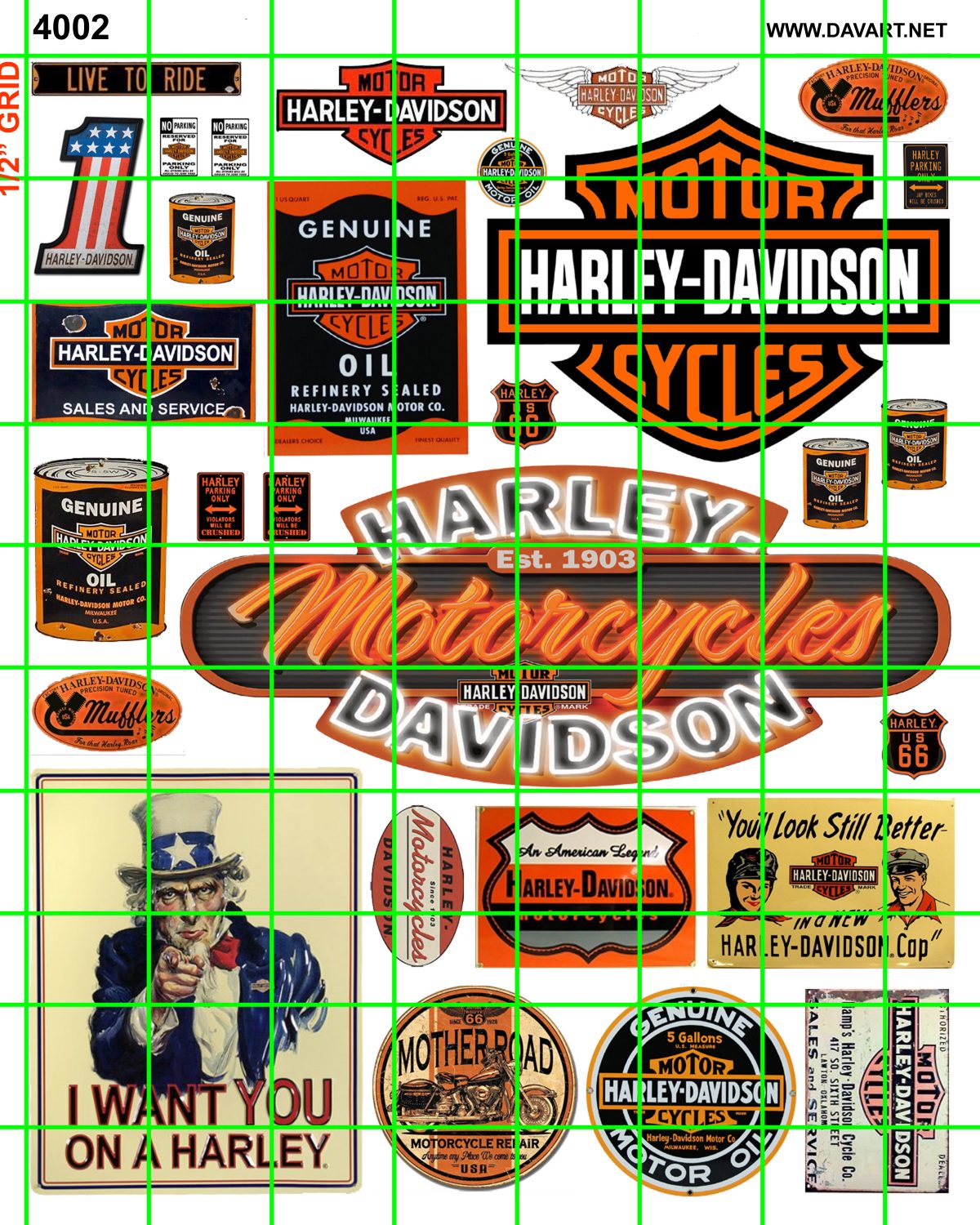 4002 GAS/OIL - HARLEY DAVIDSON MOTORCYCLE ADVERTISING SET