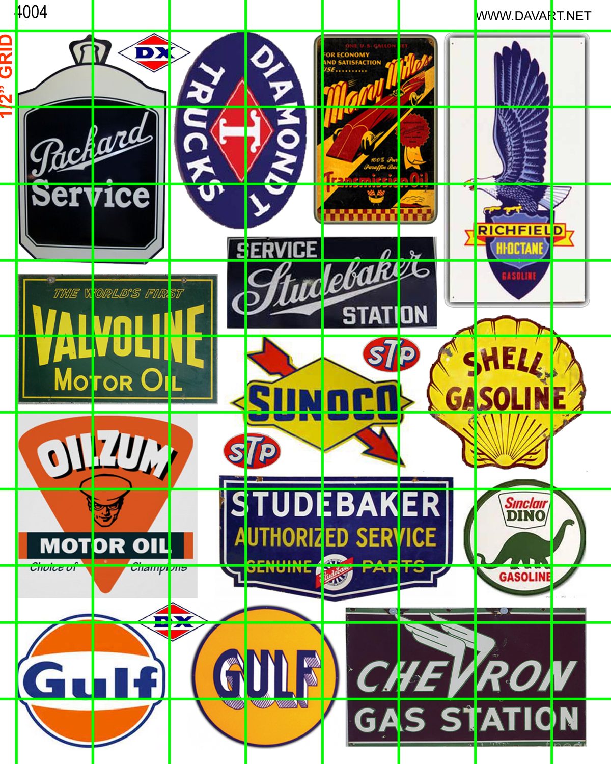 4004 GAS/OIL - VINTAGE PACKARD, DIAMOND T, VALVOLINE, SHELL, GULF, CHEVRON, SUNOCO