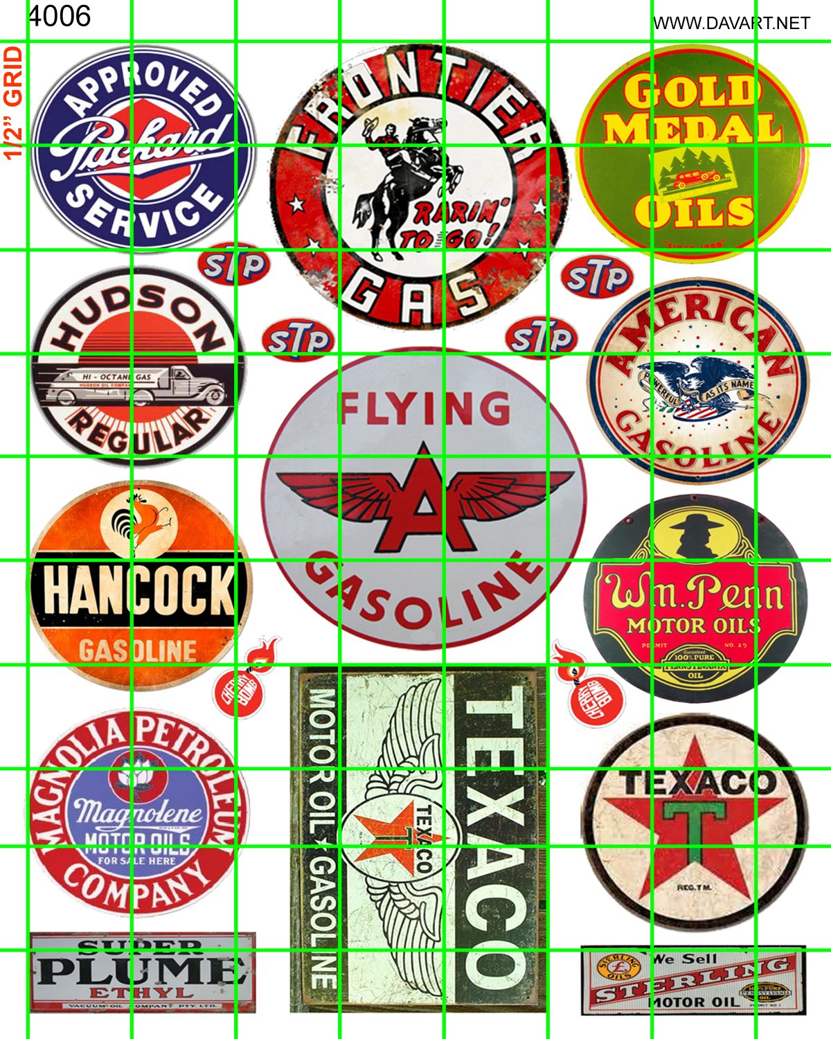 4006 GAS/OIL - VINTAGE PACKARD, FLYING A, HANCOCK, TEXACO, HUDSON, GOLD MEDAL, MORE ...