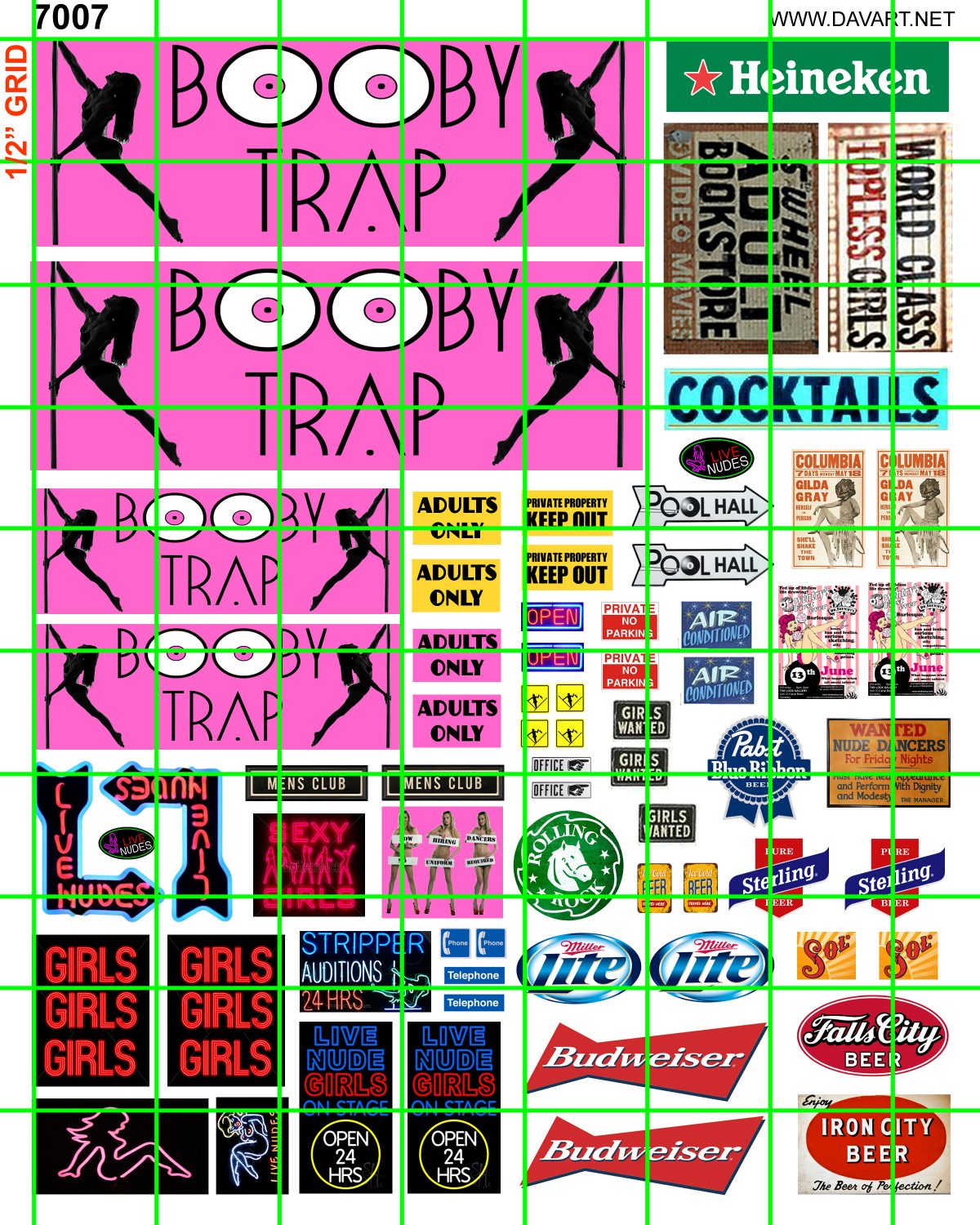 7007 - BUSINESS BUILDING SETS - BOOBY TRAP LIVE NUDES, ADULT BOOKS, STRIP CLUBS, COCKTAILS, GIRLS, GIRLS, GIRLS