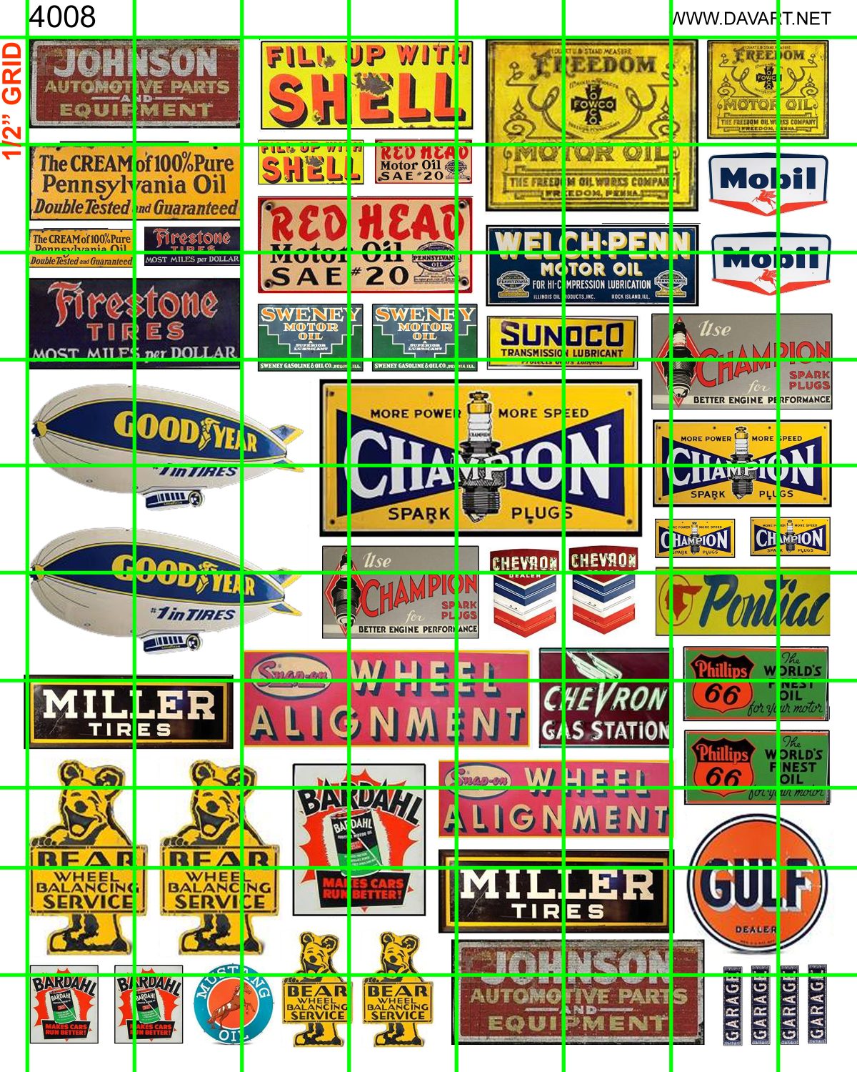 4008 GAS/OIL - GOODYEAR, CHAMPION, MOBIL, FIRESTONE, BEAR, GULF, RED HEAT, MORE ...
