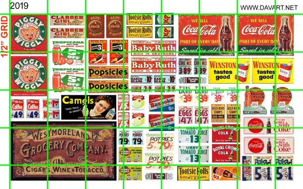 5019 BUSINESS - VINTAGE PIGGLY WIGGLY, COKE, WINSTON. WINDOW PRICES (HALF SET)