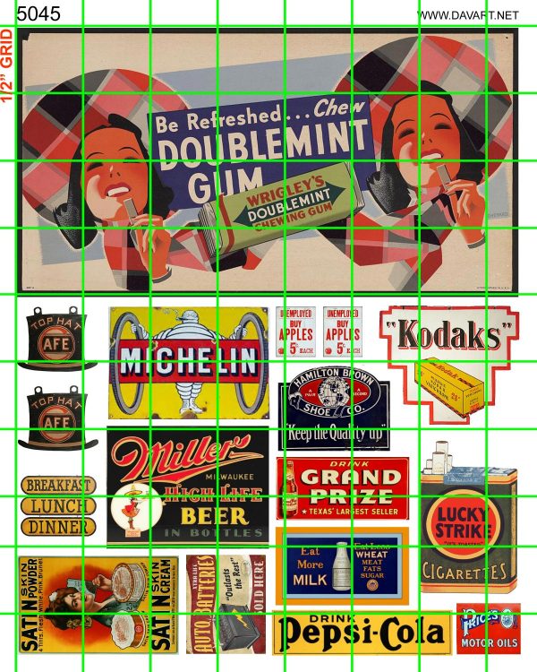5045 BUSINESS - STEAM ERA, WRIGLEY'S CAMP, KODAK, PEPSI, MICHELIN, CAFE, MILLER, MORE