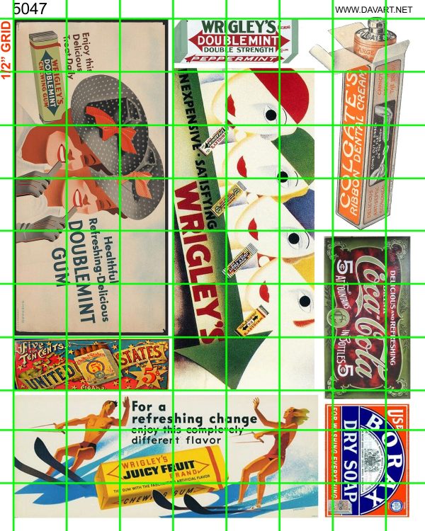 5047 BUSINESSS - STEAM ERA, WRIGLEY'S BILLBOARD, COKE, BORAX, MORE