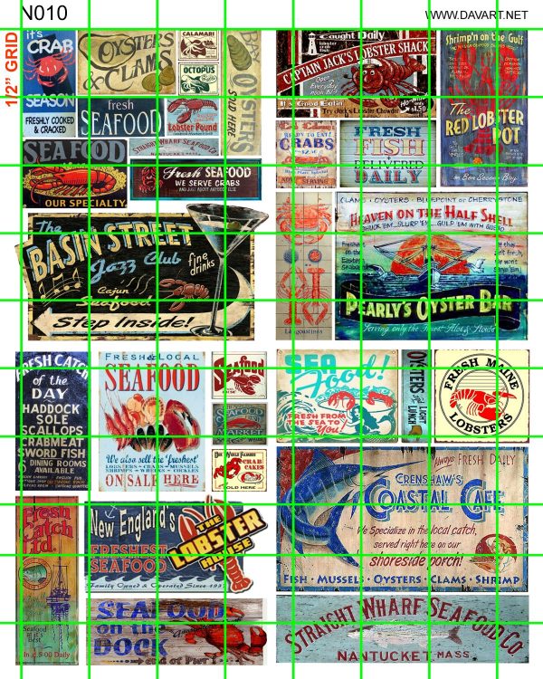 N010 N SCALE - SEAFOOD, OYSTER BAR, LOBSTERS, CLAM, CRABS, BASIN STREET BAR, MORE