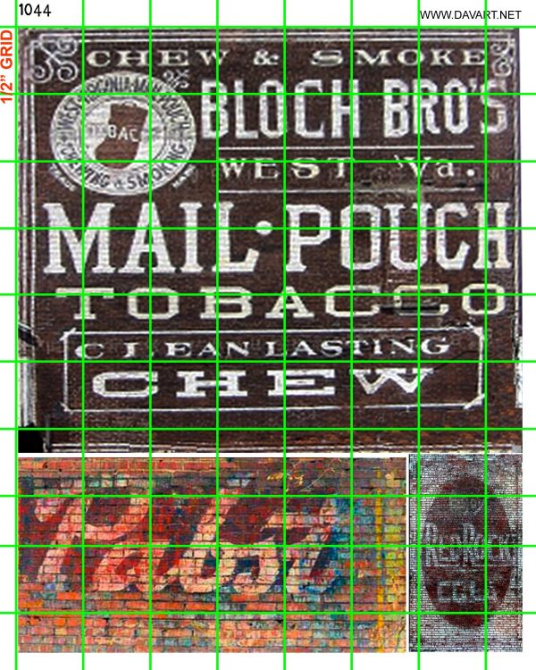 1044 GHOST SIGNS - EX-LARGE MAIL POUCH, PABST WALL SIGNS