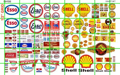 NH106 - N SCALE HALF SETS - GAS/OIL MULTI ERA  DECAL SET