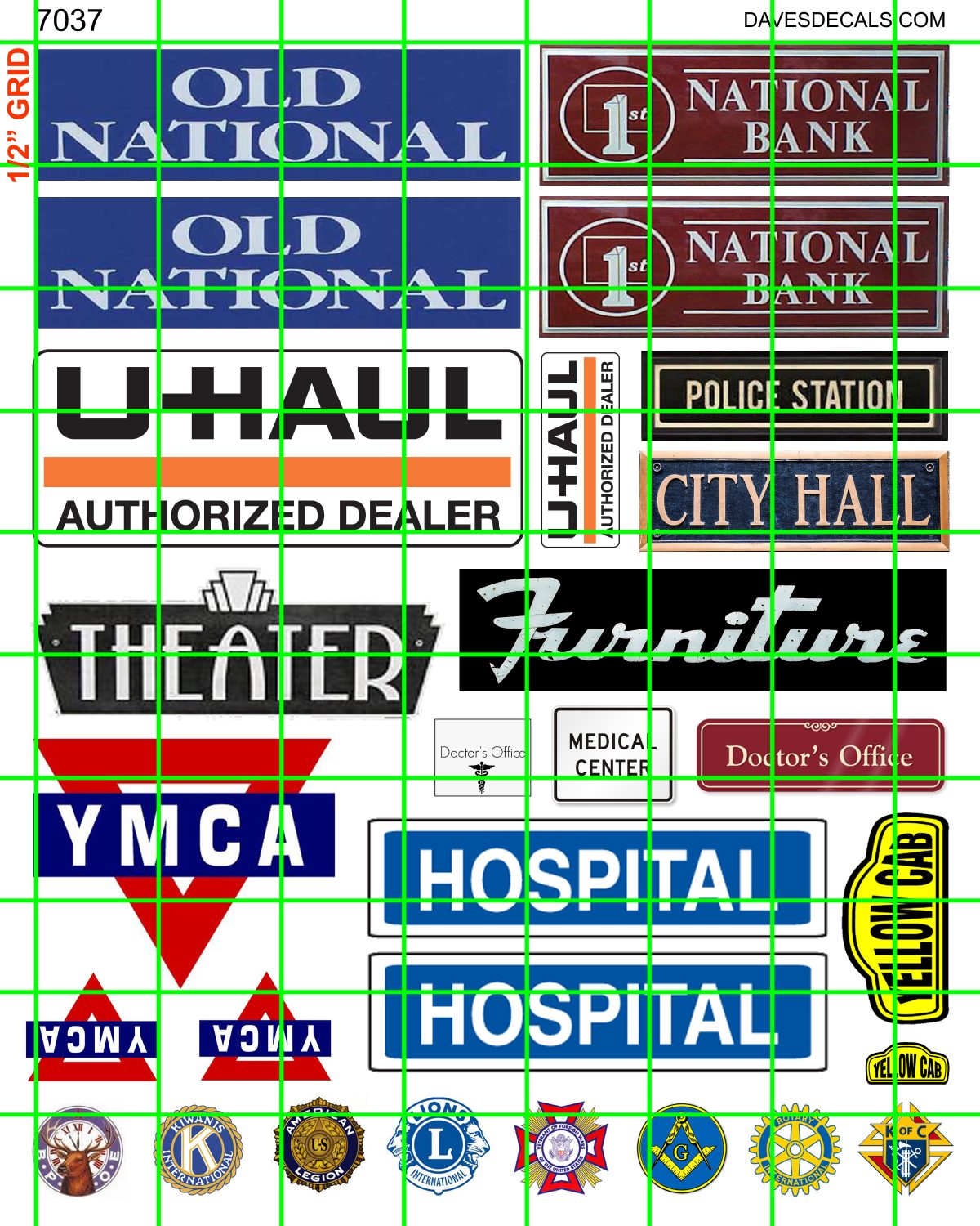 7037 BUSINESS BUILDING SETS - CITY SIGNS POLICE SHERIFF HOSPITAL FURNITURE THE Y TAXI BANK
