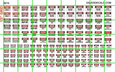 9015 - MISC SIGNAGE - ASSORTED INDUSTRIAL DANGER WORK ZONE SIGNS MODERN ERA SET 1
