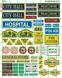 7041 BUILDING SETS - ASSORTED CITY SIGNS, POLICE, HOSPITAL, FIRE, SHERIFF, PARK ETC