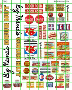 7042 BUILDING SETS - BIG MAMA'S GRUB HUT W/ ASSORTED CAFE DINER SIGNAGE