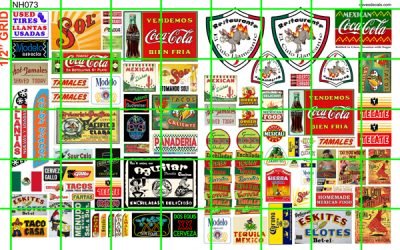 NH073 N SCALE HALF SETS - MEXICAN RESTAURANT SET COKE BEER TACO BURRITO