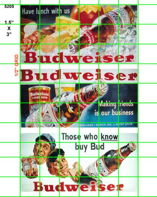 5205 BILLBOARDS - CIRCA 1950's BUDWEISER ADVERTISEMENT BILLBOARDS 1.5" X 3"