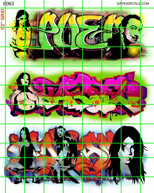6063 GRAFFITI SET - GRAFFITI GIRLS DALI BOXCAR WALLS URBAN ART