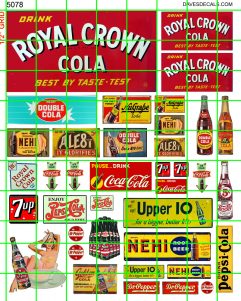 5078 BUSINESS SET - ASSORTED COLA SODA SET - RC, DOUBLE COLA, COKE, PEPSI, NEHI, UPPER 10, SUN DROP