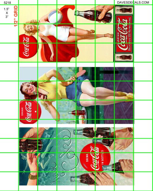 5218 BILLBOARDS - 3" X 1.5" BILLBOARD - MIXED 1950's COKE VERTICAL BILLBOARDS