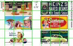 NH506 N SCALE - GLOSSY ART PAPER BILLBOARD SET VINTAGE CA 1950's SIGNS