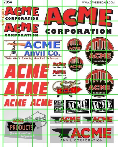 7054 – ACME CORPORATION SET ASSORTED STYLES – DAVE'S DECALS, DETAILS ...