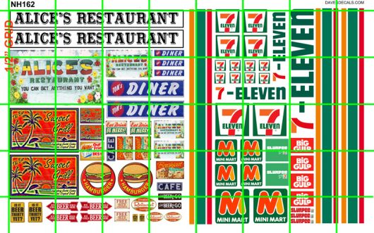 NH162 N SCALE - ALICE RESTAURANT and 7-ELEVEN