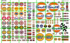 NH165 N SCALE - GULF SIGNAGE and MIXED GAS/OIL SIGNS