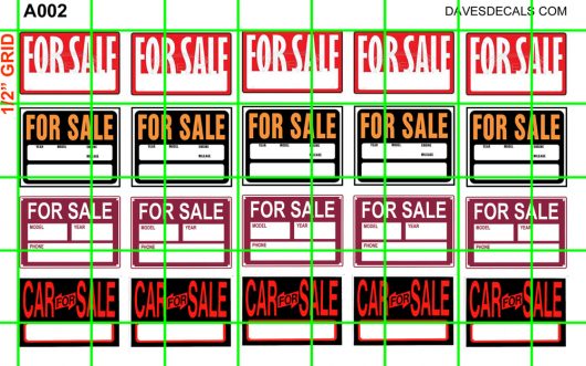 A002 - FOR SALE SIGNS - 1:18 SCALE