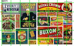 NH171 N SCALE - FORD IVORY SOAP BUXOM MELONS RC COLA FLO and MORE