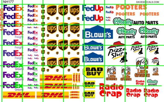 NH177 N SCALE - FEDUP FEDEX UPS BLOWES PIZZA SLUT ETC