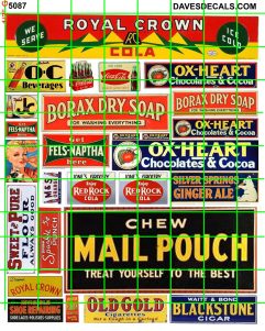 5087 - ASSORTED SIGNAGE 40's 50's HOUSEHOLD TOBACCO COLA SODA