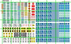 NH183 N SCALE -  ROAD STREET SIGNS, ROAD ARROWS, HANDICAP PARKING SIGNS