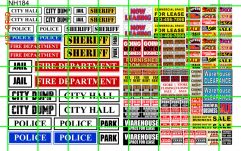 NH184 N SCALE -  CITY BUILDING SIGNS, WAREHOUSE SIGNS, FOR LEASE, SALE MORE
