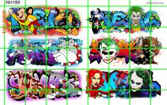 NH189 N SCALE -  CARTOON MIGHTY MOUSE, SPIKE, BUGS, JOKER GRAFFITI