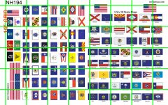 NH194 N SCALE - AMERICA, US STATES AND MILITARY FLAGS