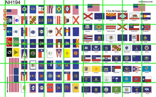NH194 N SCALE - AMERICA, US STATES AND MILITARY FLAGS