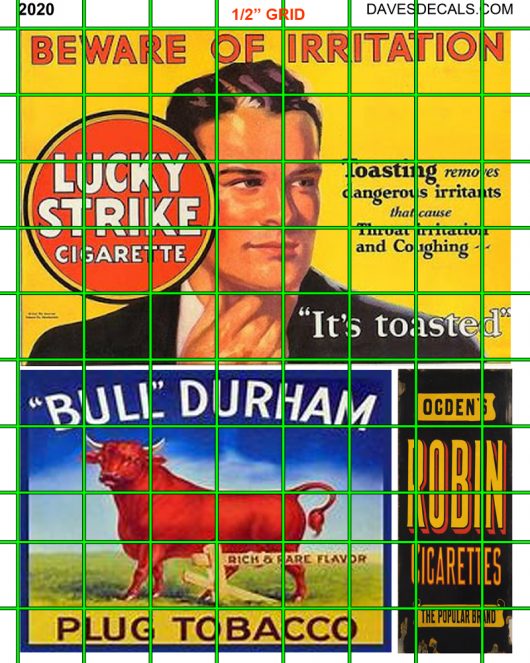 2020 XL WALL SETS - VINTAGE BULL DURHAM LUCKY STRIKE TOBACCO ADVERTISING SIGN