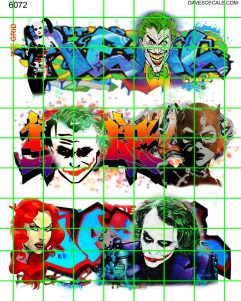 6072 - CARTOON GRAFFITI JOKER  CATWOMEN BOXCAR WALLS