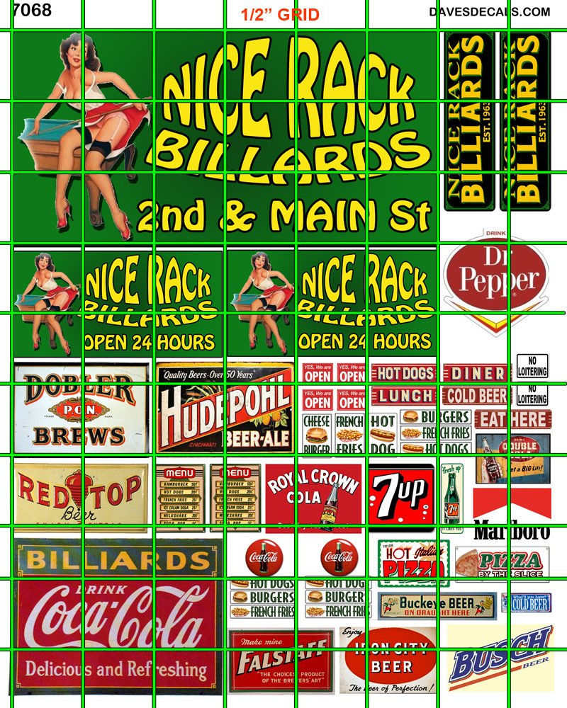 Nicw Rack Pool 7068 – NICE RACK BILLARDS POOL HALL with ASSORTED ADVERTISING SIGNS ...