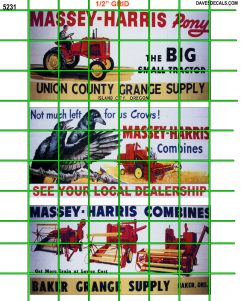 5231 BILLBOARDS - 1.5" X 3" BILLBOARD - MASSEY-HARRIS TRACTORS CA 1950's