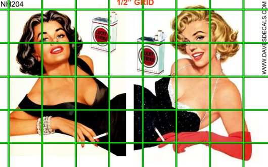 NH204 - WALL ADVERTISING LUCKY STRIKE PIN UP GIRLS
