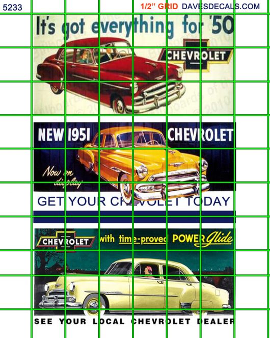 5233 BILLBOARDS - 1.5" X 3" BILLBOARD - 1950's CHEVROLET
