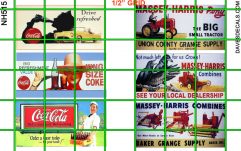 NH515 N SCALE - BILLBOARD SET VINTAGE COKE  and MASSEY TRACTOR