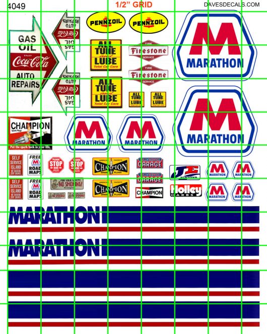 4049 - MARATHON SET WITH ASSTORTED GAS STATION SIGNAGE