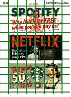 5262 PARODY BILLBOARDS - 1.5" X 3" BILLBOARD - SPOTIFY, NETFLIX, STARBUCKS